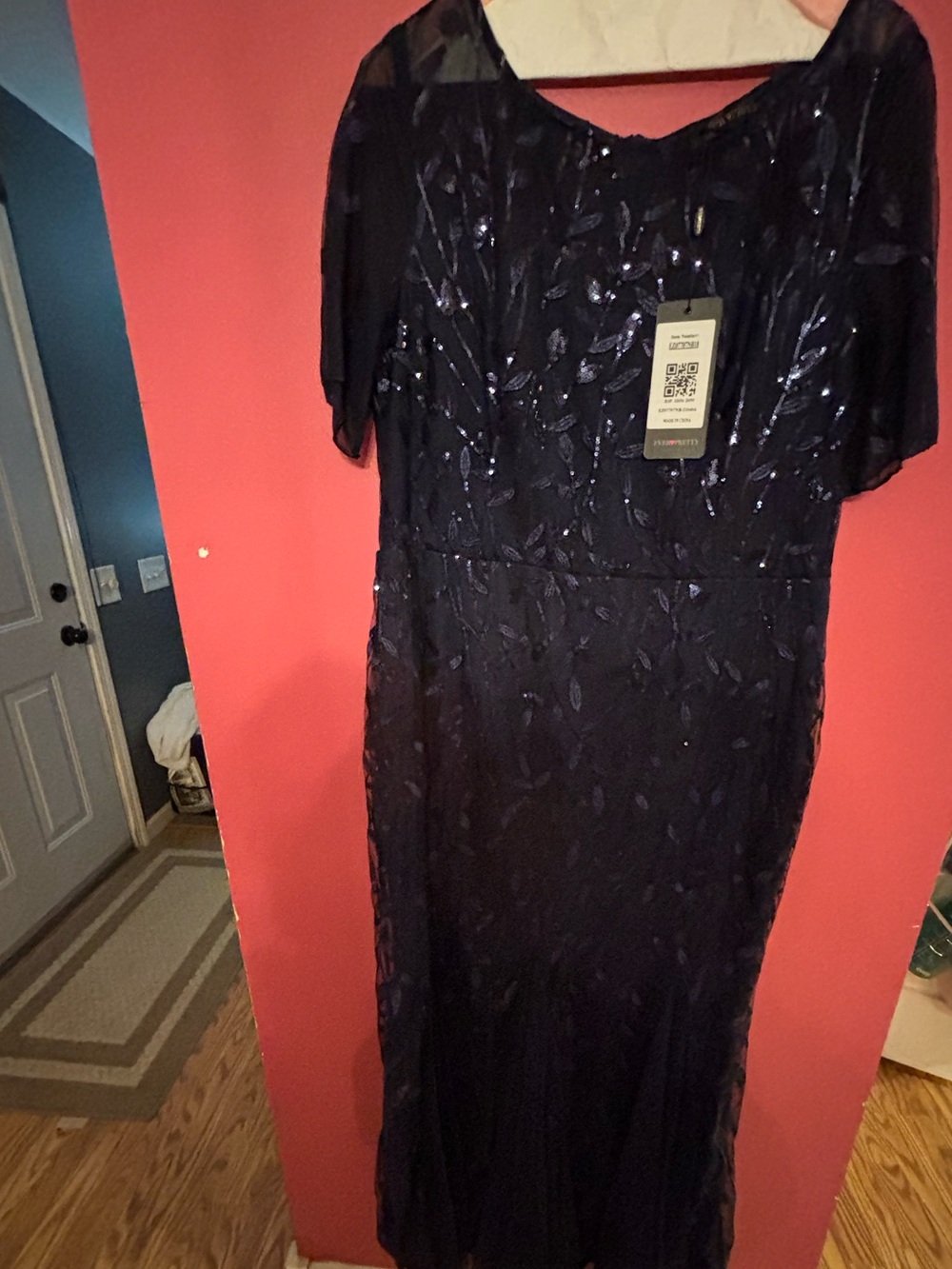 Ever Pretty Navy Sequin Maxi Dress with Short Sleeves! SZ 1X NEW with tags!